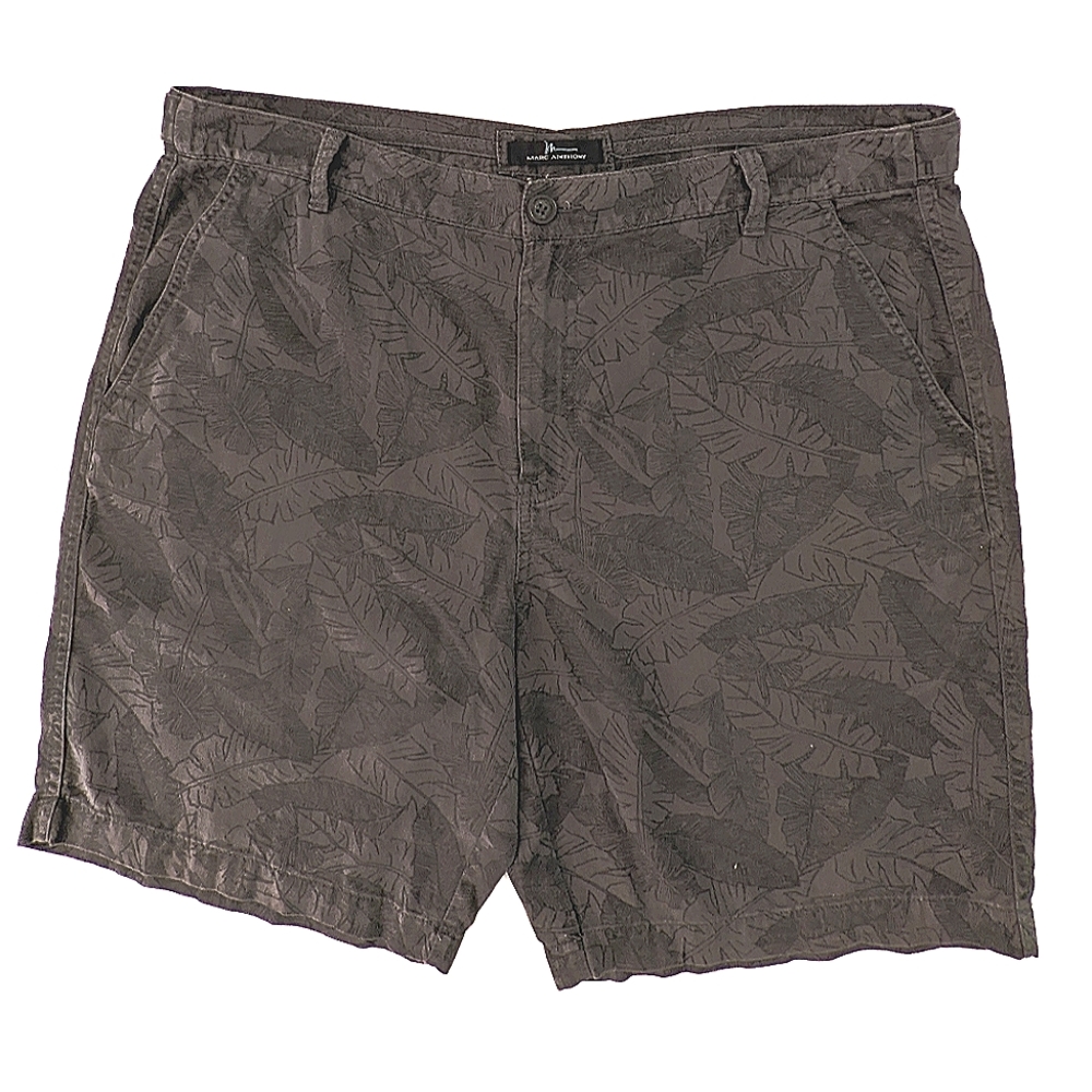 Marc Anthony Tropical Leaf Print Shorts Men's 38 Gray Black Cotton Resort Summer